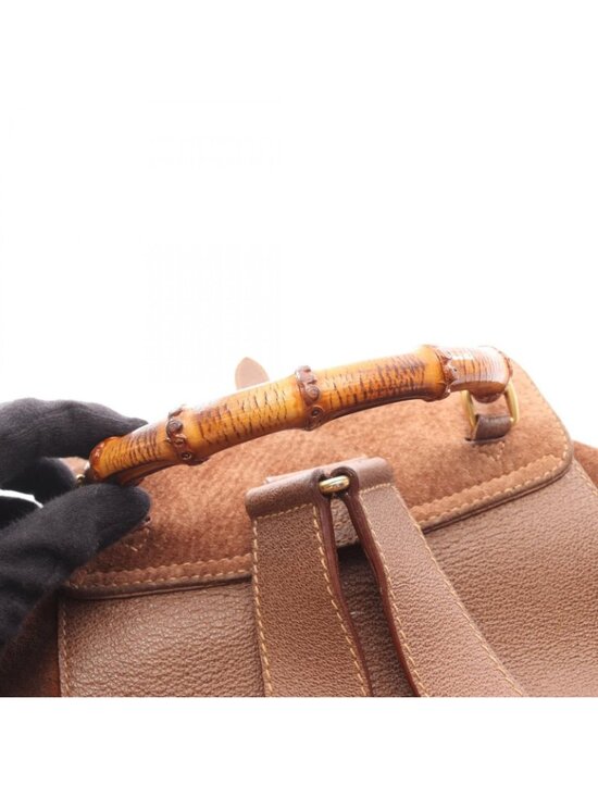 Gucci Backpack Bamboo 003 Brown Suede Leather Sac
